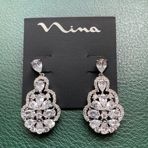 Nina Rennie Glamorous Decorative Pear-Shape Pendant Drop Earrings